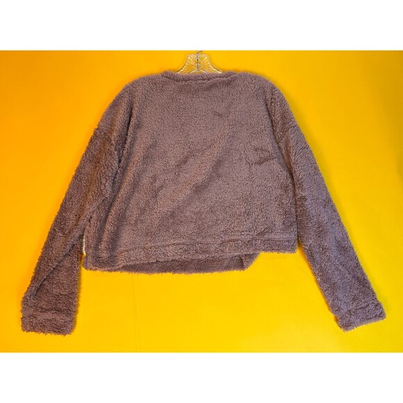 Abound Fuzzy Fleece Pullover Sweater Womens M Pink Mauve Half Zip Faux Fur NWT - Picture 5 of 6